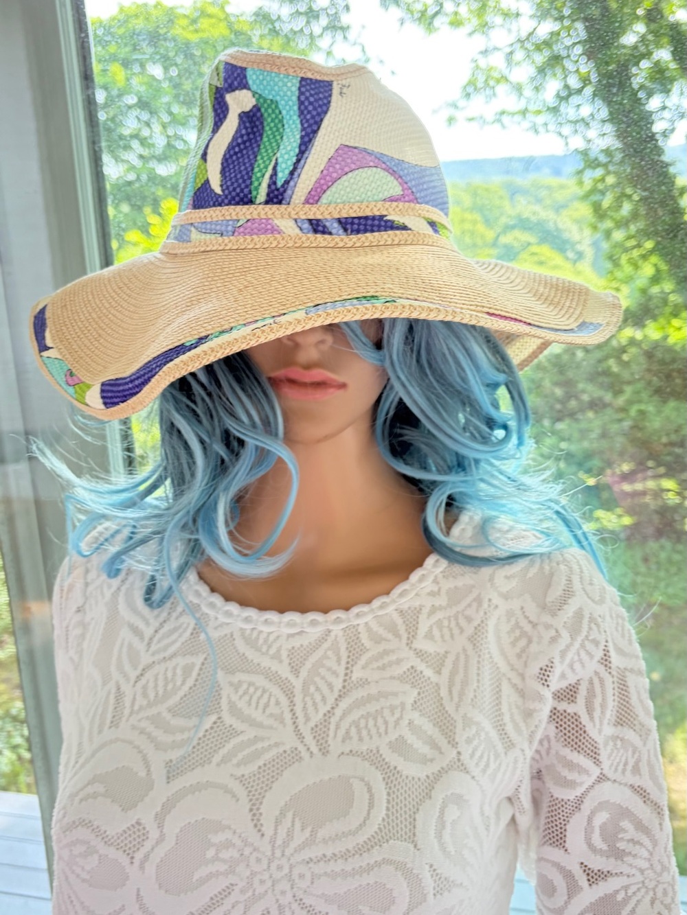 Emilio Pucci Black Wide Brim Sun Hat